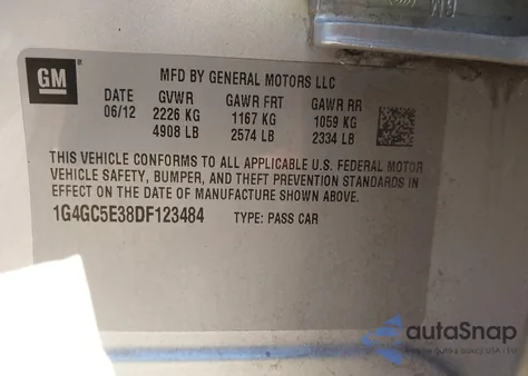 2013 Buick Lacrosse Leather Group from USA, damaged, VIN 1G4GC5E38DF123484